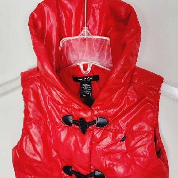 Nautica Red Semi-gloss Nautical Puffer Vest Sz 4T - Picture 3 of 6